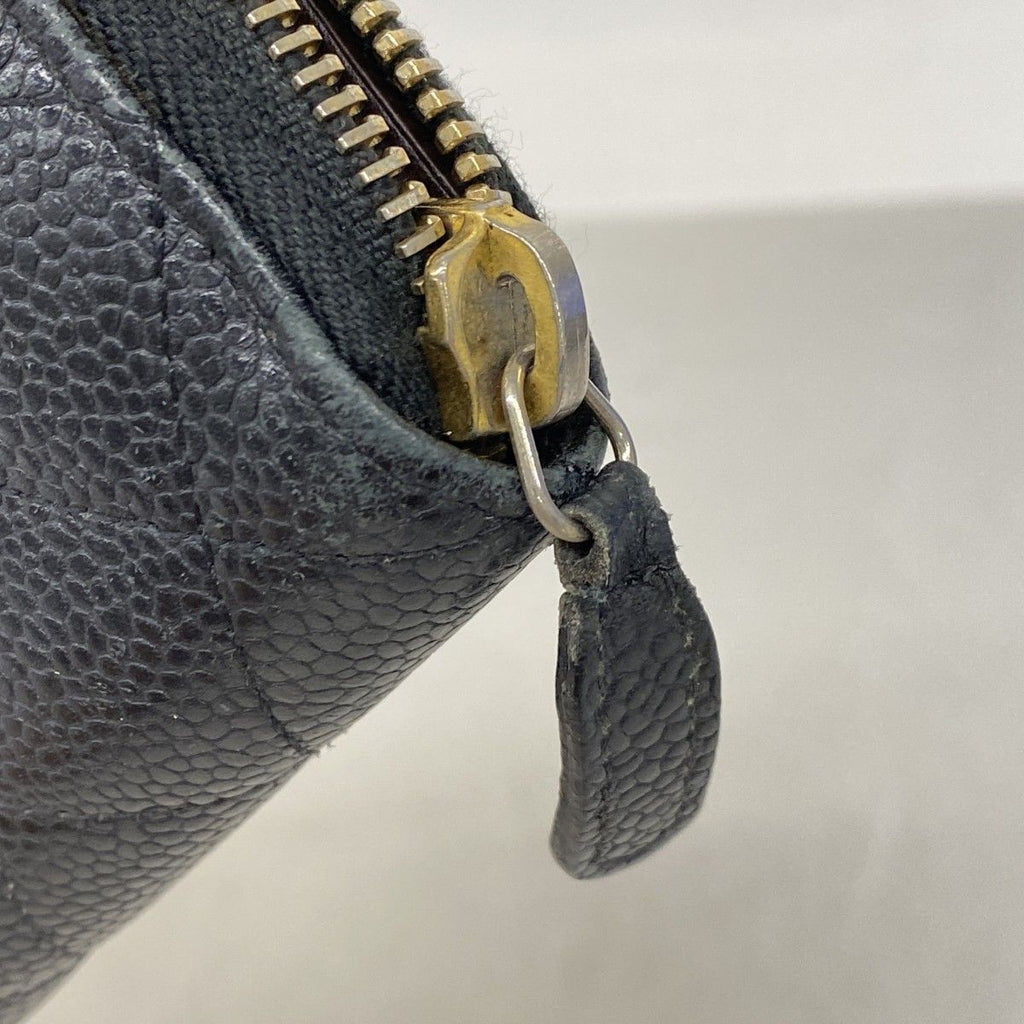 Chanel Wallet Quilted Caviar Leather Black Champagne Gold — view 8