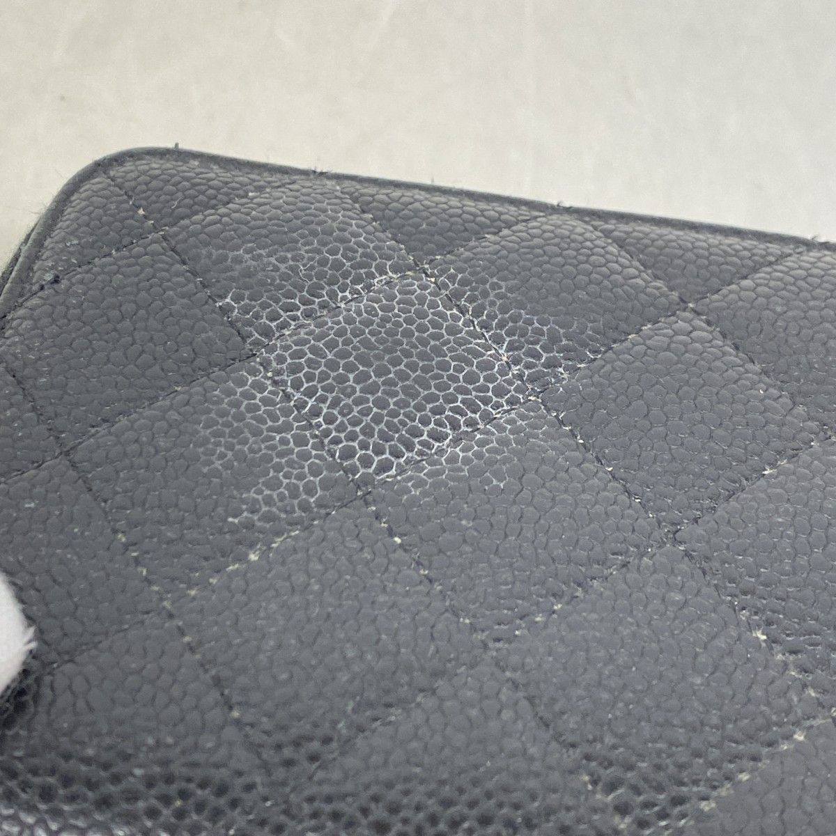 Chanel Wallet Quilted Caviar Leather Black Champagne Gold — view 7
