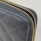Chanel Wallet Quilted Caviar Leather Black Champagne Gold — view 6