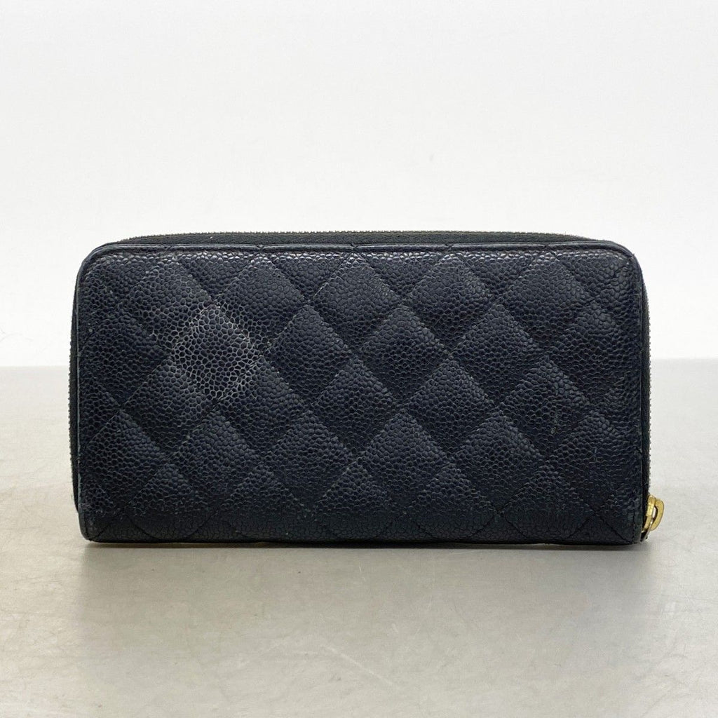 Chanel Wallet Quilted Caviar Leather Black Champagne Gold — view 9