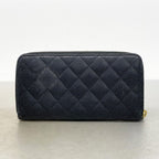 Chanel Wallet Quilted Caviar Leather Black Champagne Gold — view 9