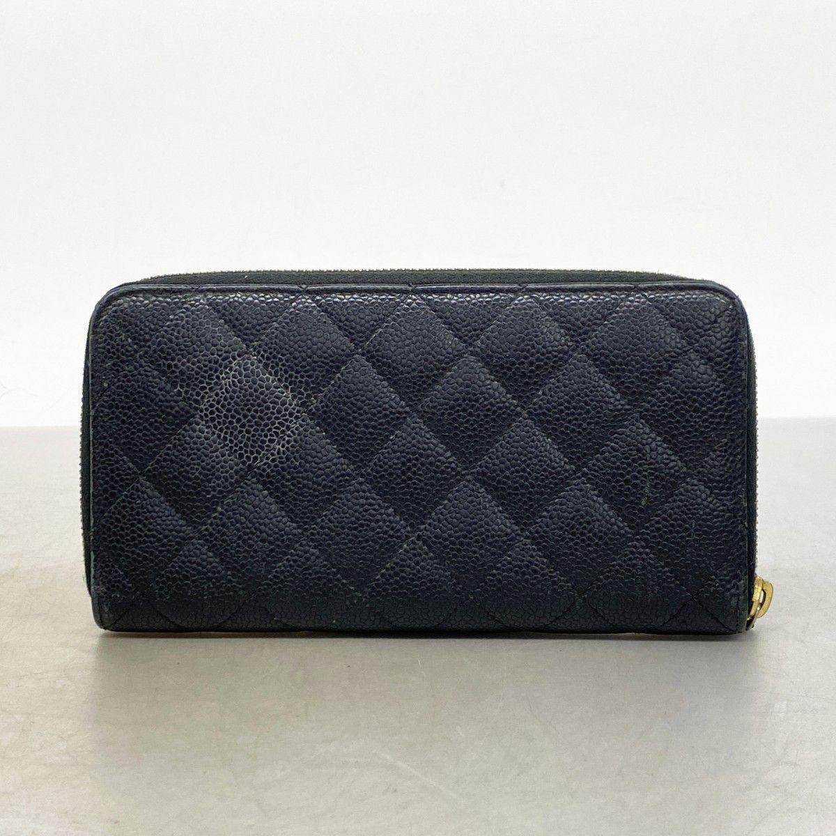 Chanel Wallet Quilted Caviar Leather Black Champagne Gold — view 9