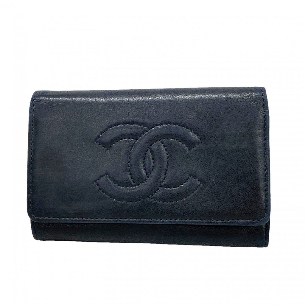 Chanel Key Case Monogram Lambskin Black Gold Key Holder
