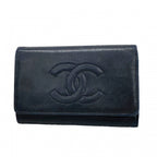 Chanel Key Case Monogram Lambskin Black Gold Key Holder