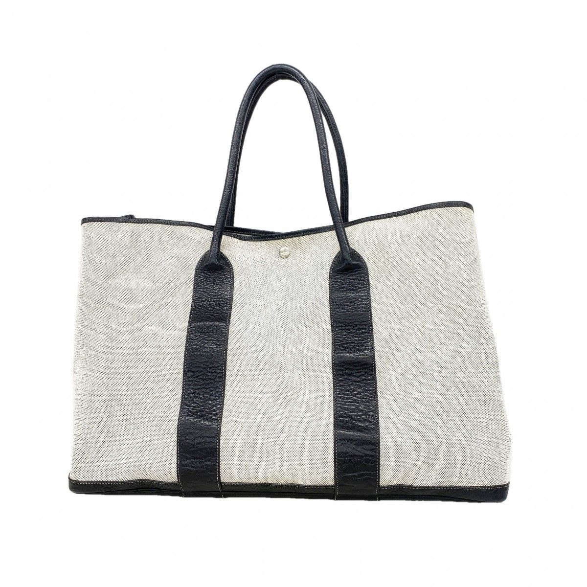 Hermes Tote Garden Party GM Toile Ash Black Silver