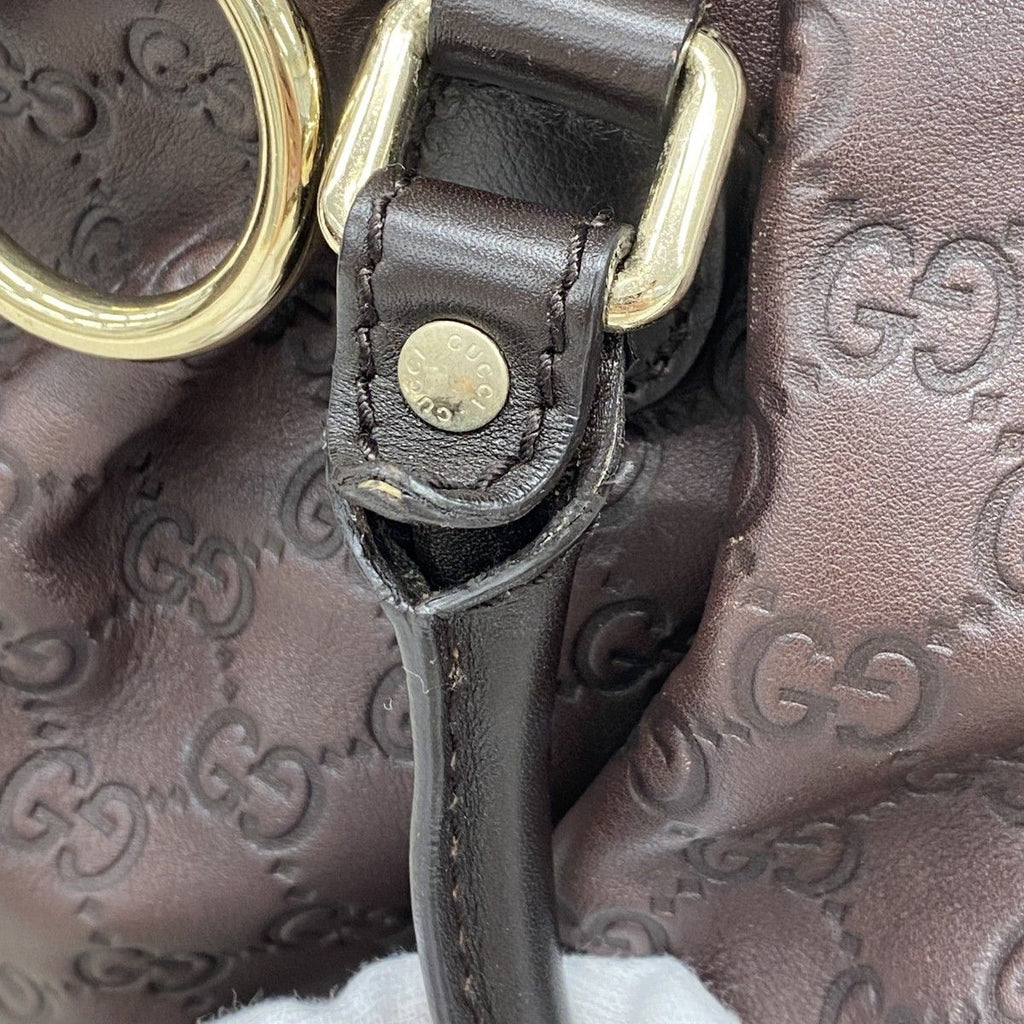 Gucci Tote Guccissima Ski Leather Dark Brown Champagne Gold 2-Way — view 8