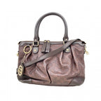 Gucci Tote Guccissima Ski Leather Dark Brown Champagne Gold 2-Way