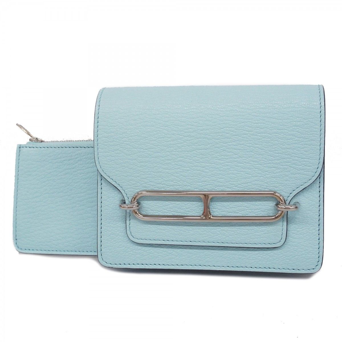 Hermes Wallet Roulis Slim Chevre Misor Blue Zephyr Silver