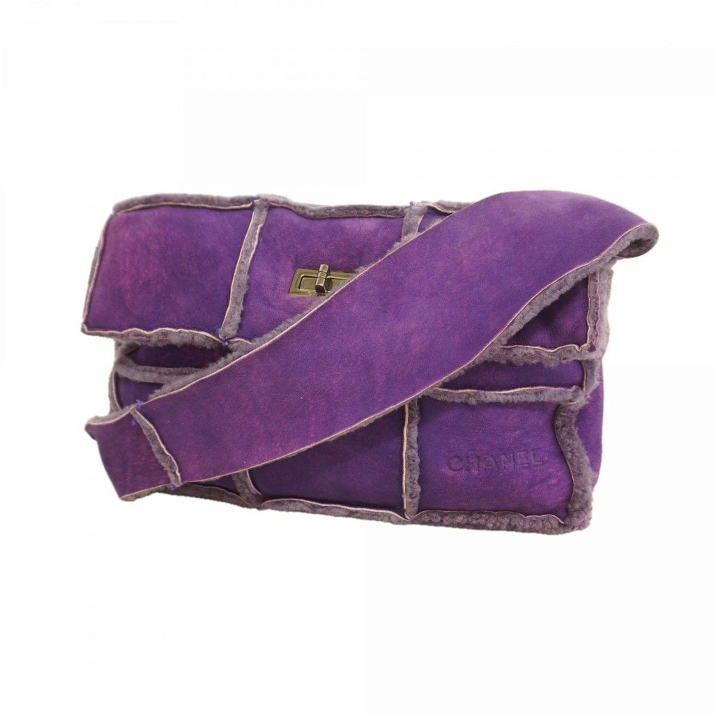 Chanel Shoulder Bag 2.55 Shearling Purple Silver