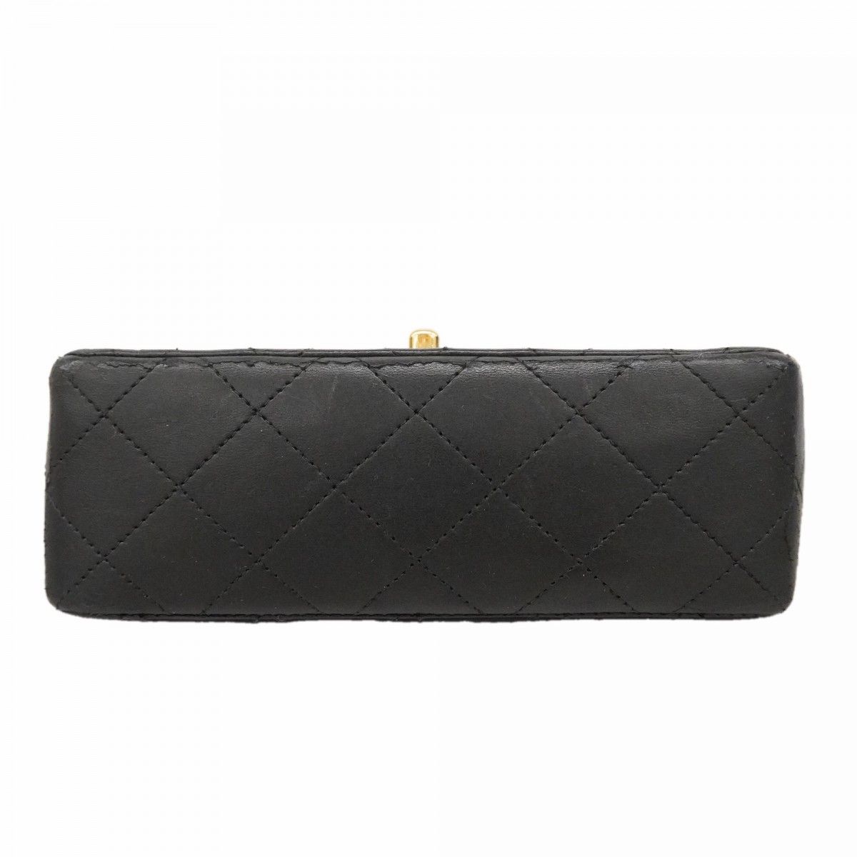 Chanel Shoulder Bag Mini Quilted Lambskin Black Gold — view 3