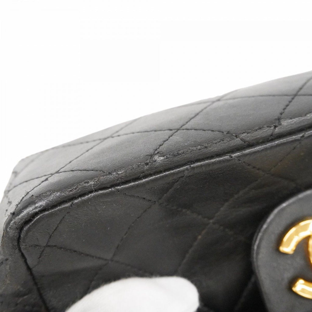 Chanel Shoulder Bag Mini Quilted Lambskin Black Gold — view 9