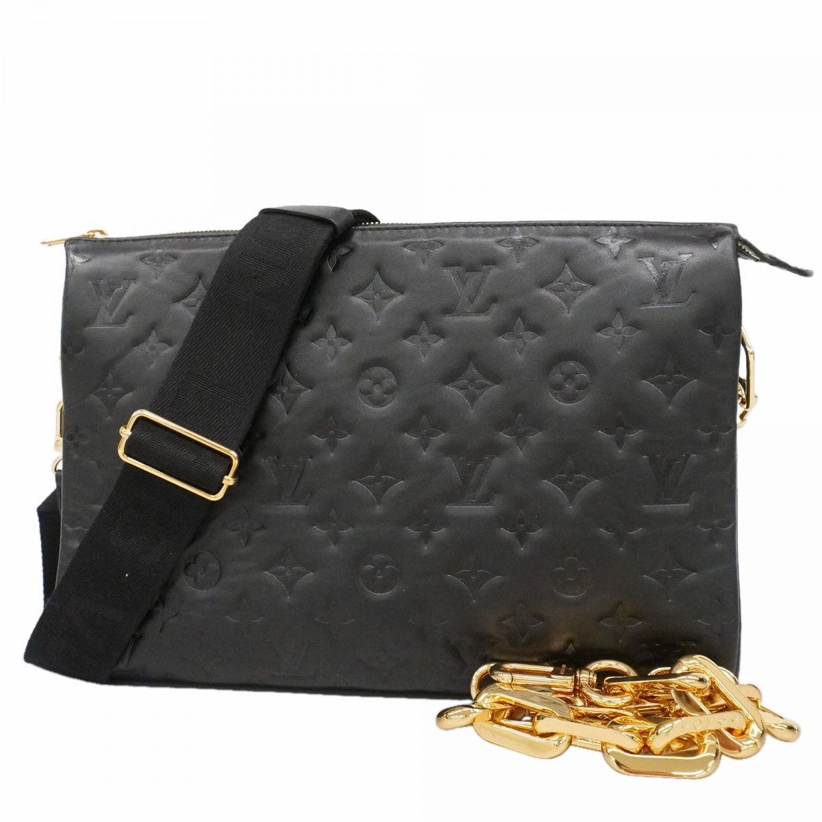 Louis Vuitton Handbag Monogram Embossed Coussin MM Noir 2-Way