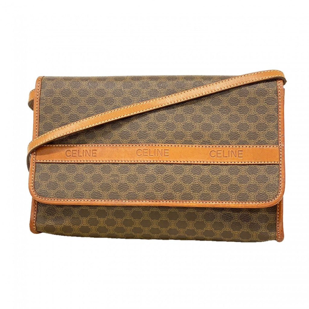 Celine Shoulder Bag Macadam Brown Gold