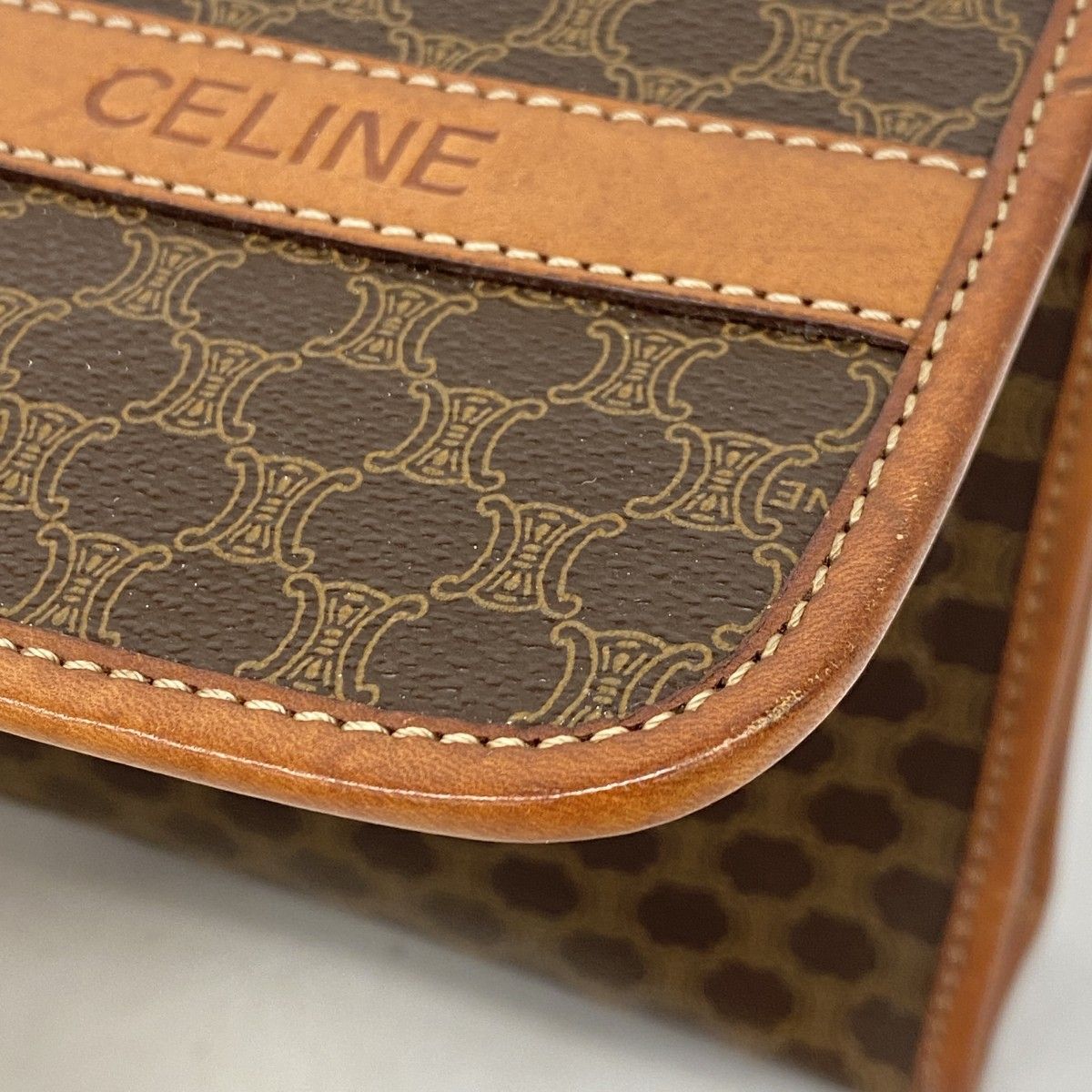 Celine Shoulder Bag Macadam Brown Gold — view 6