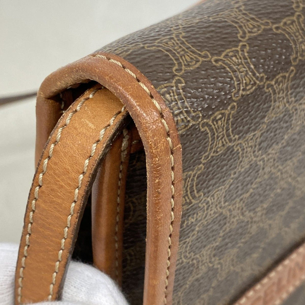 Celine Shoulder Bag Macadam Brown Gold — view 8