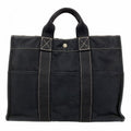 Hermes Tote Deauville MM Canvas Black Silver