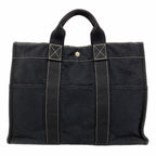 Hermes Tote Deauville MM Canvas Black Silver