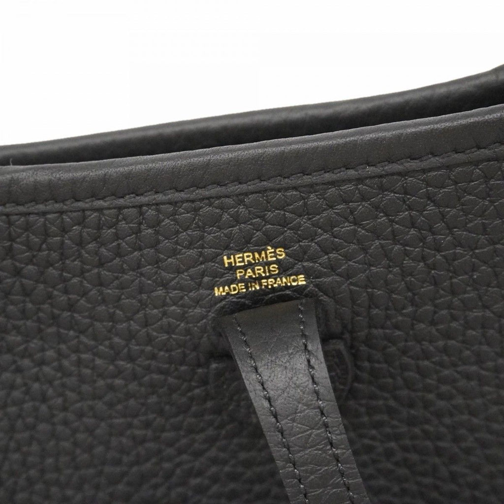 Hermes Shoulder Bag Evelyne TPM Taurillon Clemence Black Gold — view 5