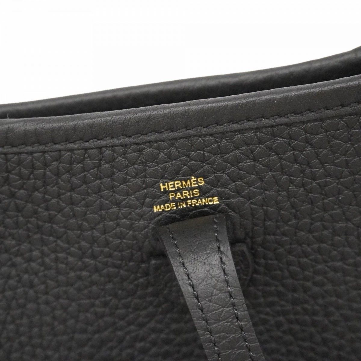 Hermes Shoulder Bag Evelyne TPM Taurillon Clemence Black Gold — view 5
