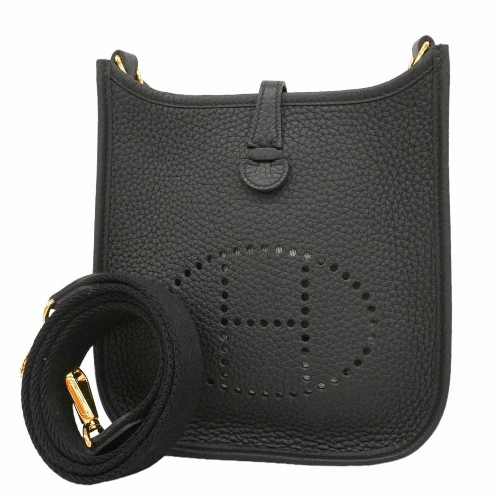 Hermes Shoulder Bag Evelyne TPM Taurillon Clemence Black Gold