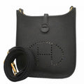 Hermes Shoulder Bag Evelyne TPM Taurillon Clemence Black Gold