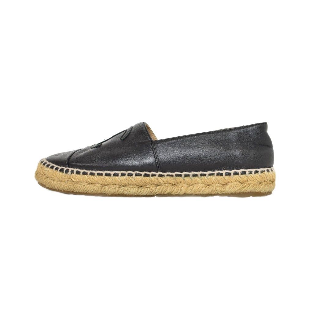 Chanel CC Logo Espadrille Slip Ons 37 Black — view 2