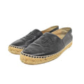 Chanel CC Logo Espadrille Slip Ons 37 Black