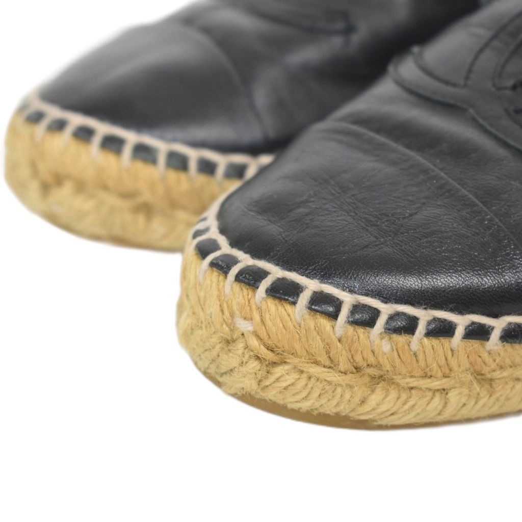 Chanel CC Logo Espadrille Slip Ons 37 Black — view 4