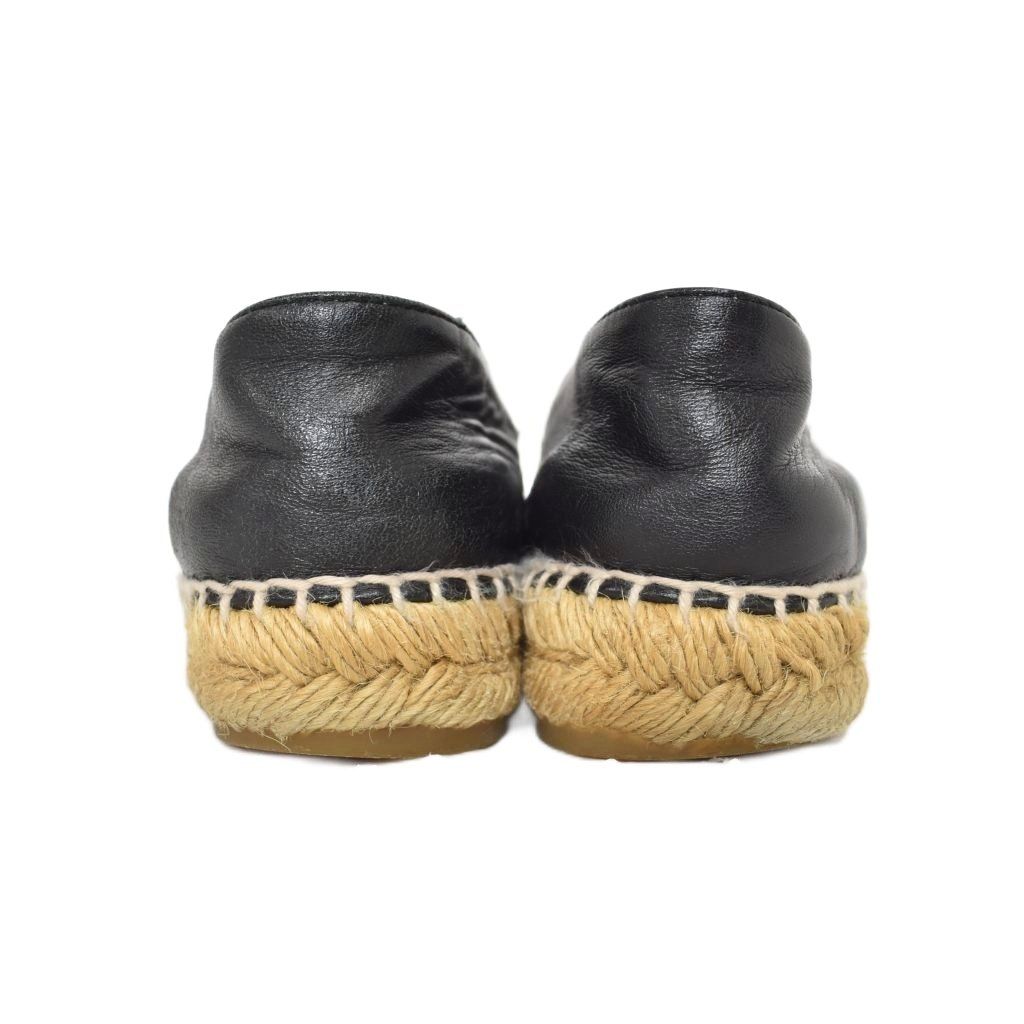 Chanel CC Logo Espadrille Slip Ons 37 Black — view 3