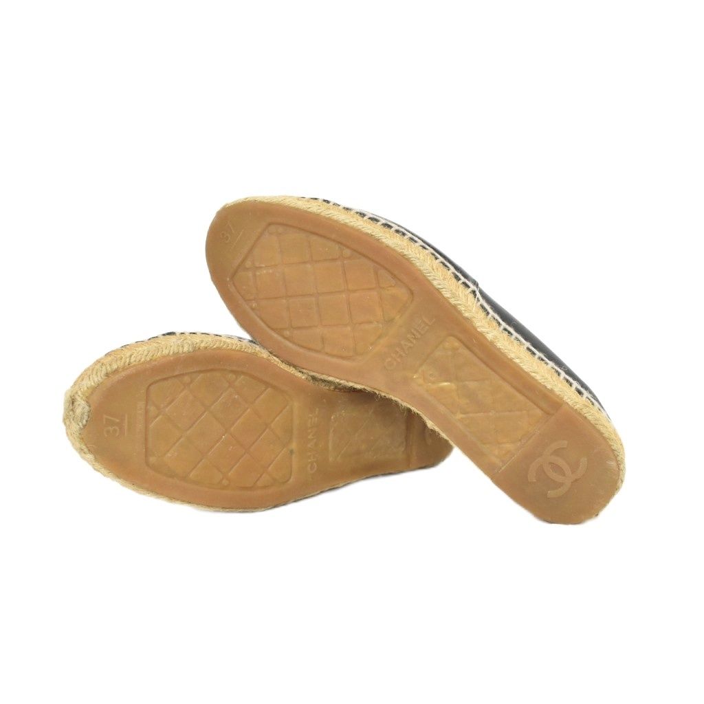 Chanel CC Logo Espadrille Slip Ons 37 Black — view 5