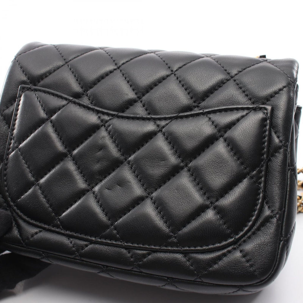 Chanel Shoulder Bag Mini Quilted Black Lambskin Chain — view 9