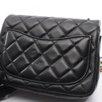 Chanel Shoulder Bag Mini Quilted Black Lambskin Chain — view 9