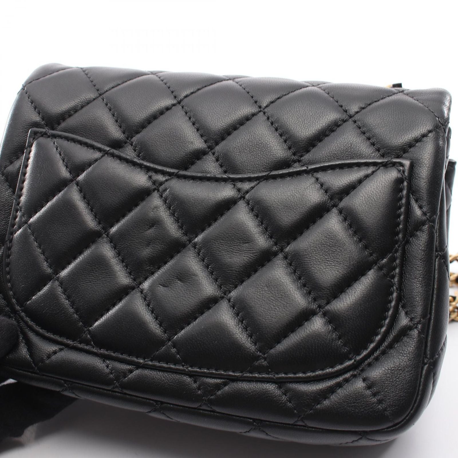Chanel Shoulder Bag Mini Quilted Black Lambskin Chain — view 9