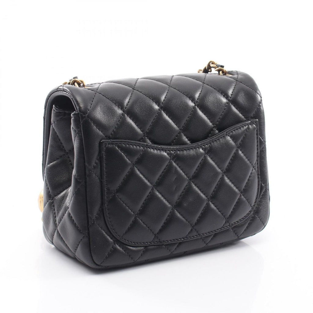 Chanel Shoulder Bag Mini Quilted Black Lambskin Chain — view 2