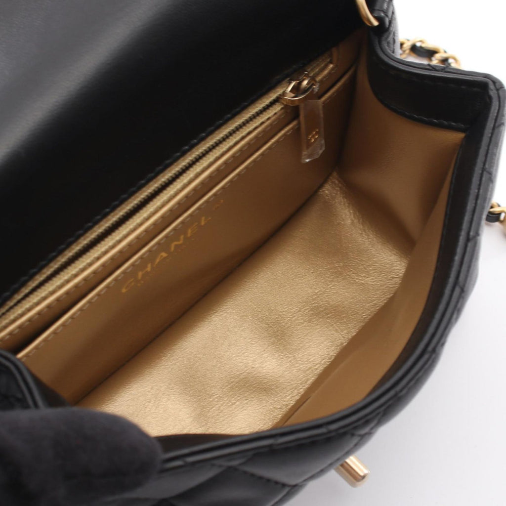 Chanel Shoulder Bag Mini Quilted Black Lambskin Chain — view 3