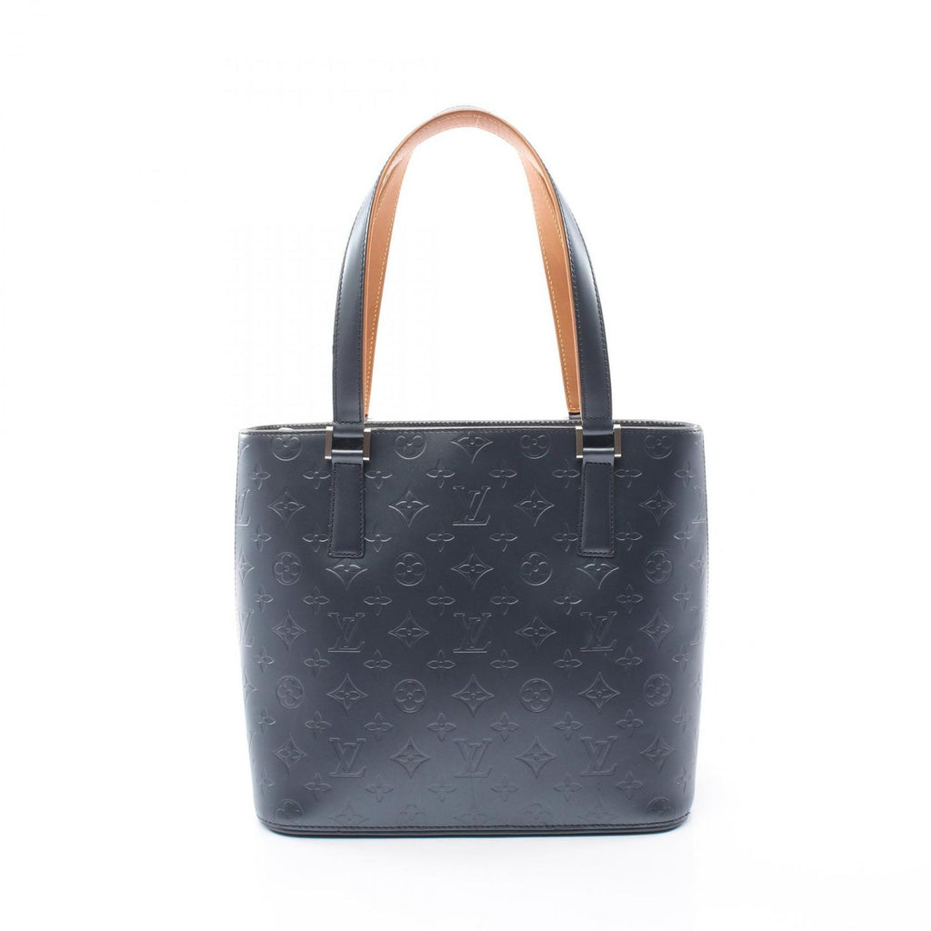 Louis Vuitton Handbag Stockton Monogram Matte Blue Leather