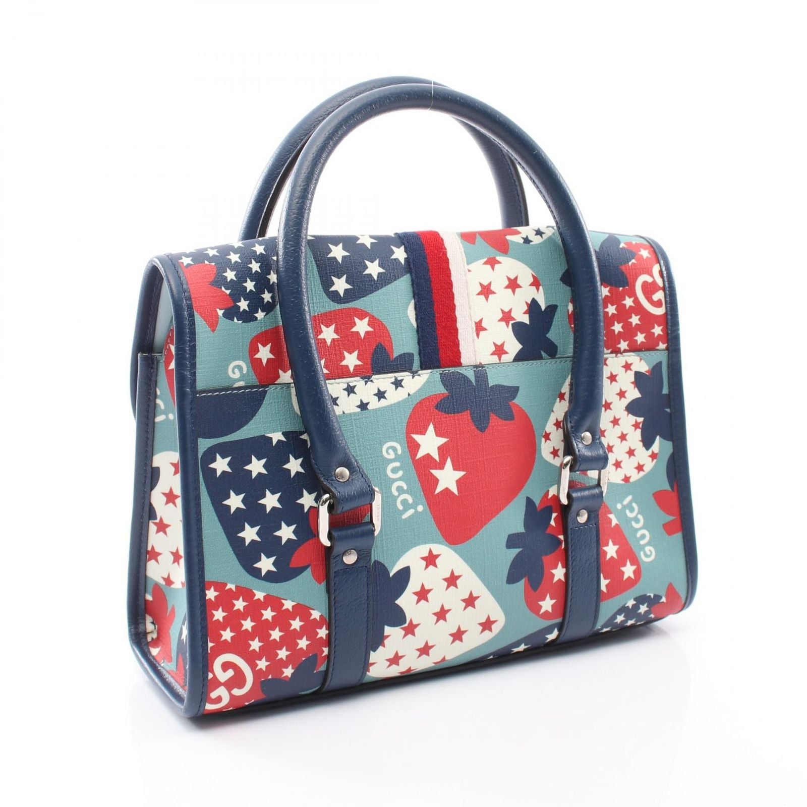 Gucci Handbag Children's Strawberry Kids Blue Red Canvas Leather — view 2