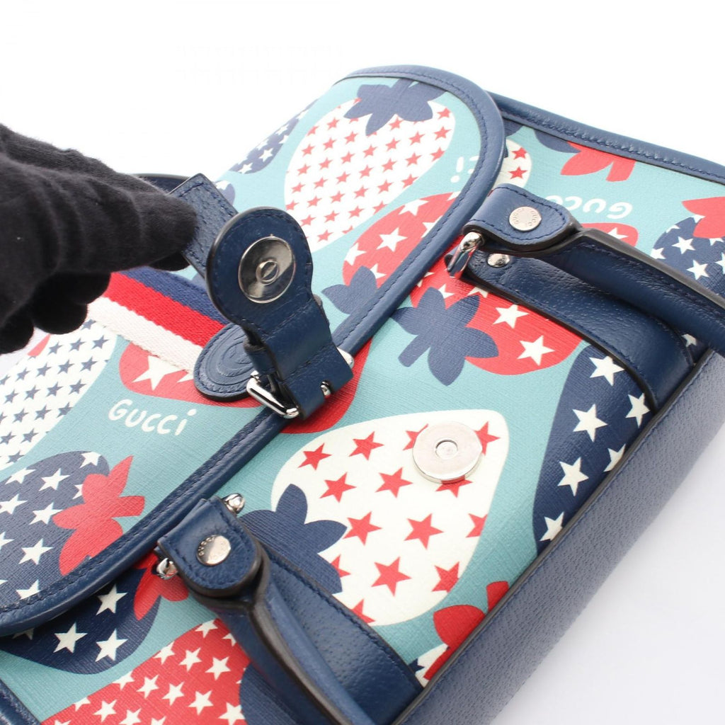 Gucci Handbag Children's Strawberry Kids Blue Red Canvas Leather — view 9