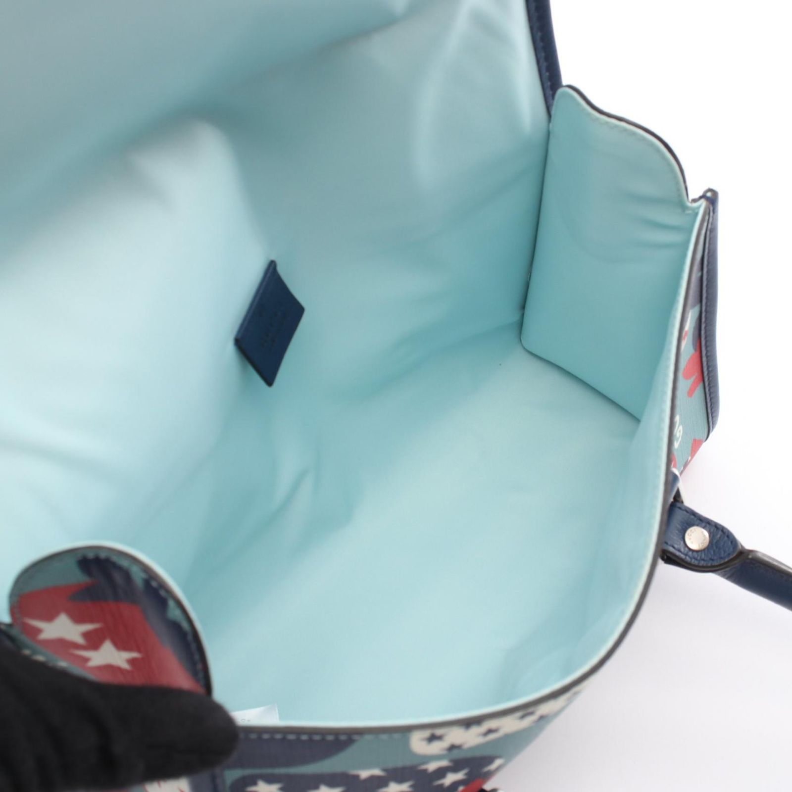 Gucci Handbag Children's Strawberry Kids Blue Red Canvas Leather — view 3