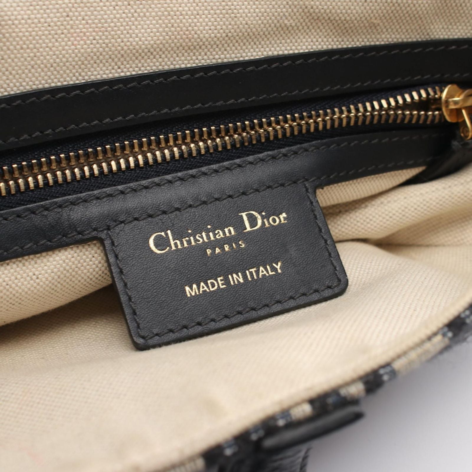 Dior Saddle Bag Oblique Jacquard Navy Canvas Leather — view 4