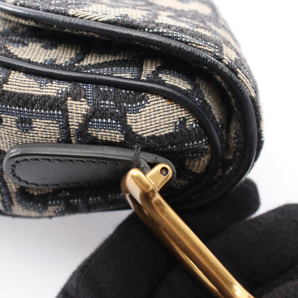 Dior Saddle Bag Oblique Jacquard Navy Canvas Leather — view 8