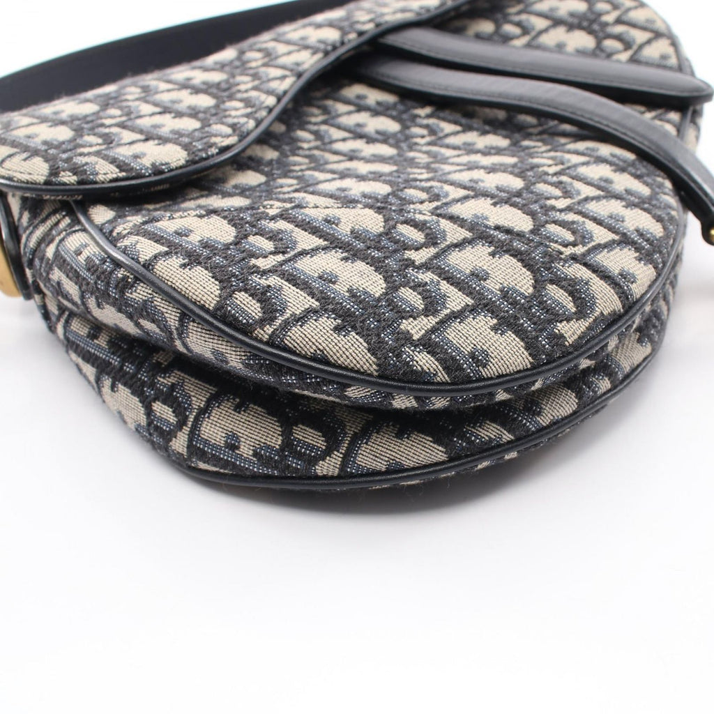 Dior Saddle Bag Oblique Jacquard Navy Canvas Leather — view 5
