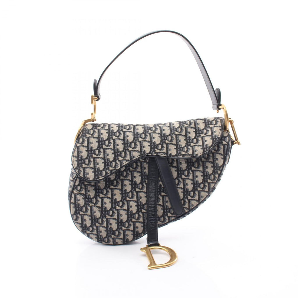Dior Saddle Bag Oblique Jacquard Navy Canvas Leather