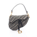 Dior Saddle Bag Oblique Jacquard Navy Canvas Leather