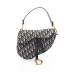 Dior Saddle Bag Oblique Jacquard Navy Canvas Leather