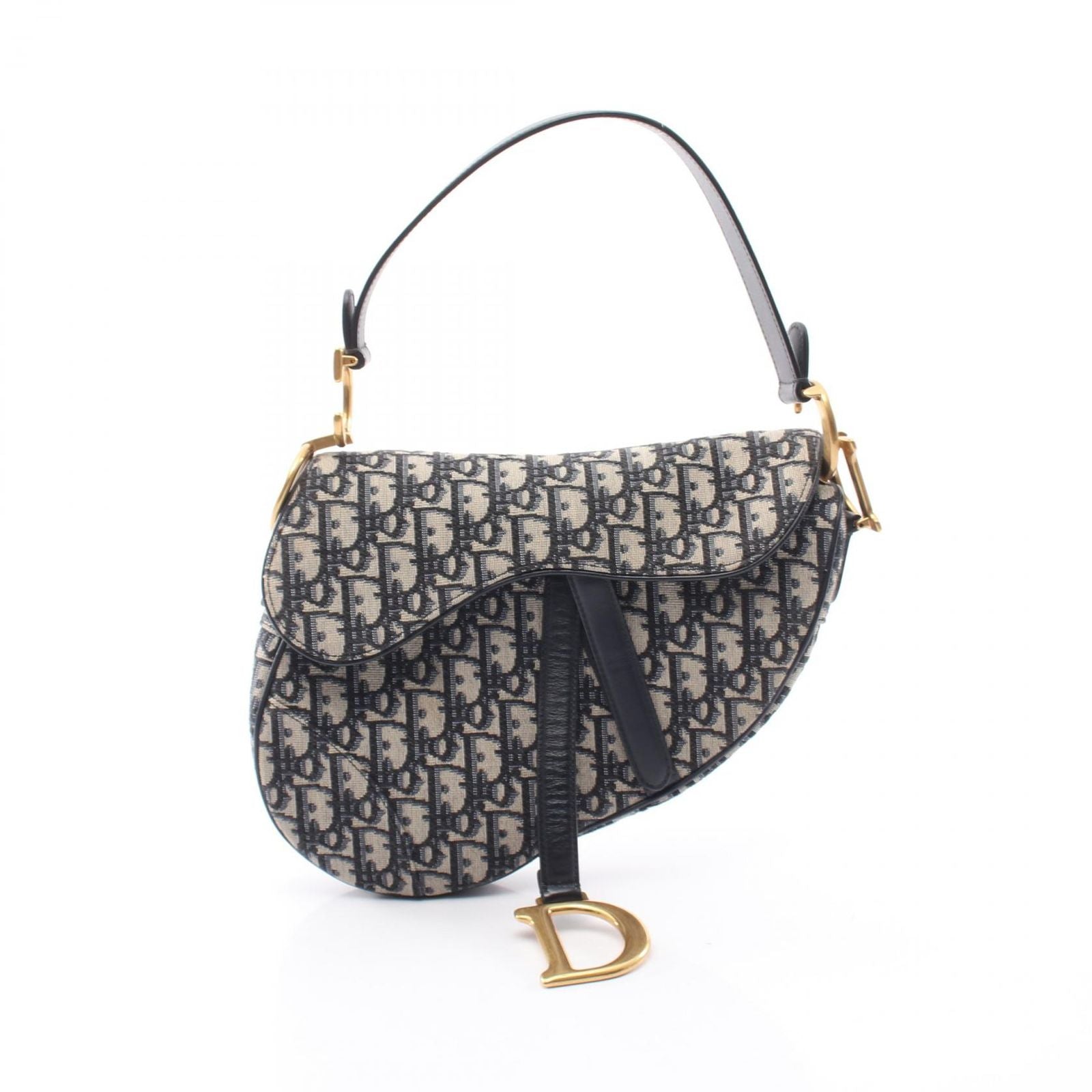Dior Saddle Bag Oblique Jacquard Navy Canvas Leather