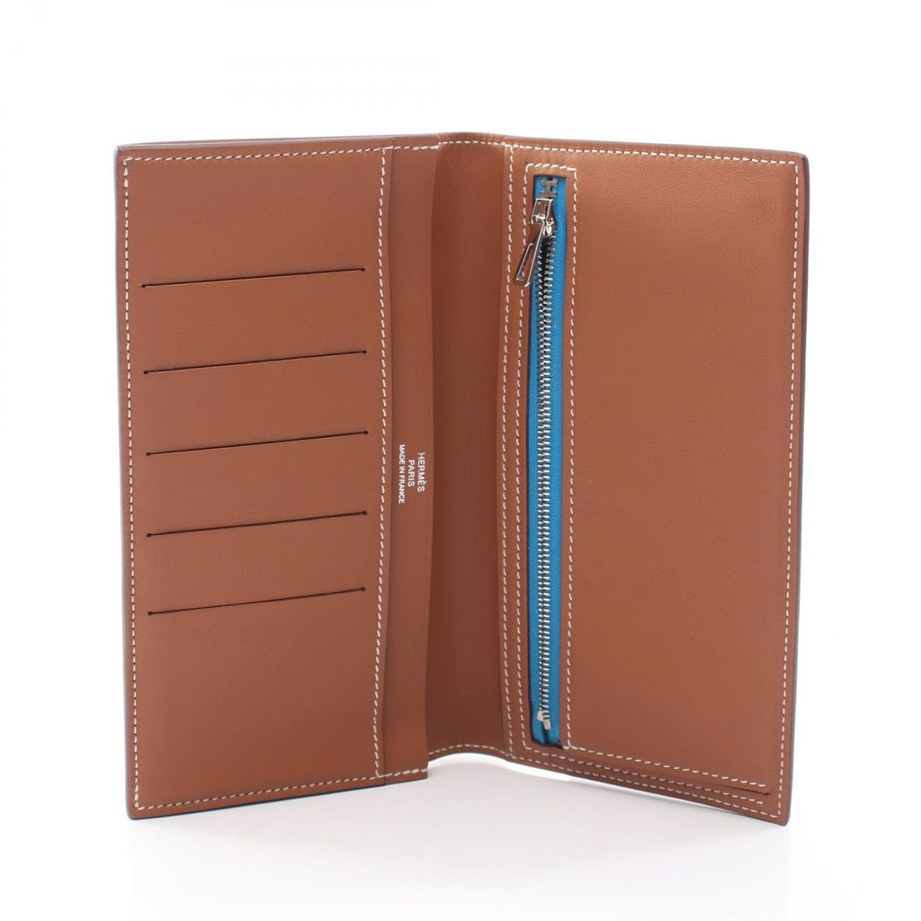 Hermes Bifold Wallet Citizen Twill Long Silk in Gold Leather — view 3