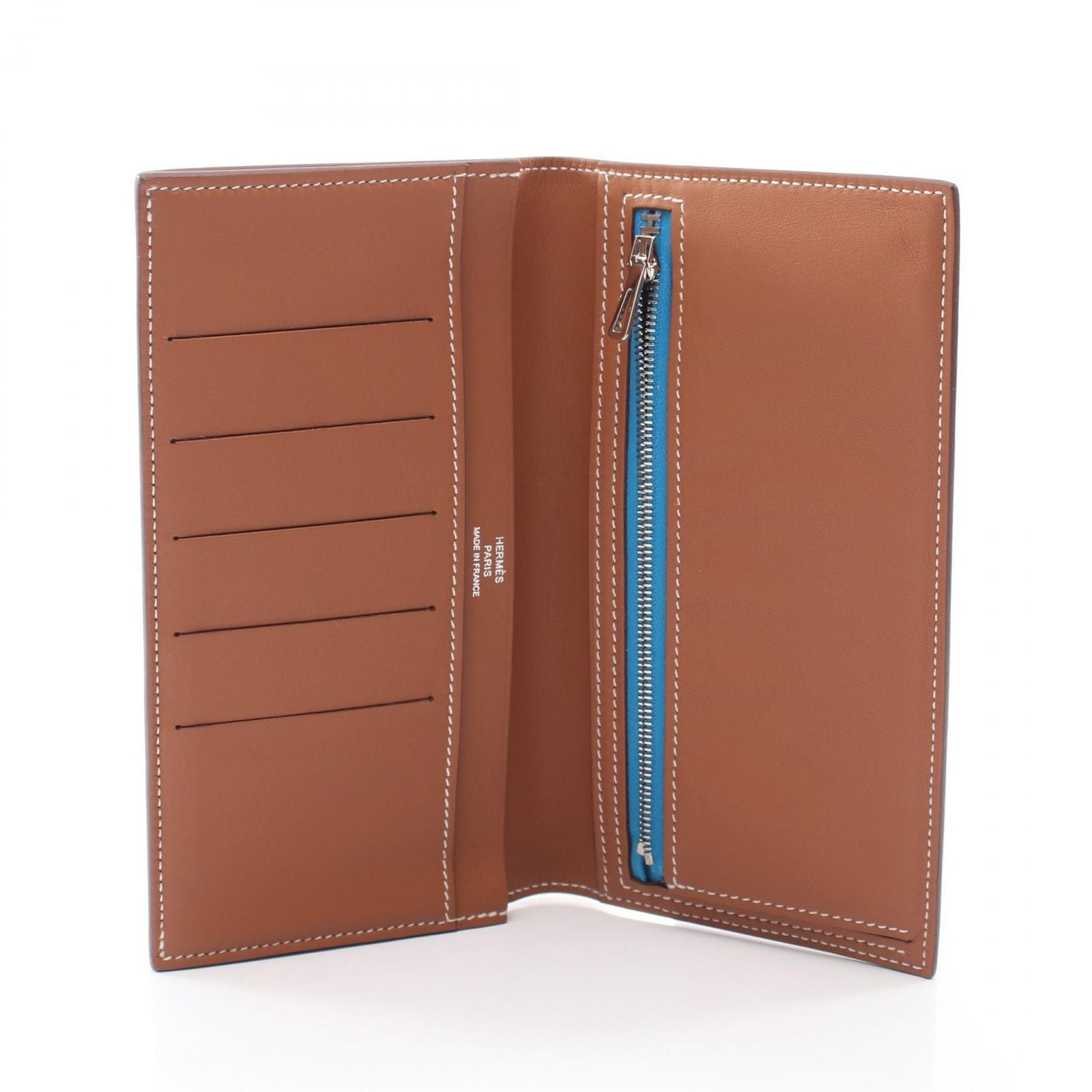 Hermes Bifold Wallet Citizen Twill Long Silk in Gold Leather — view 3