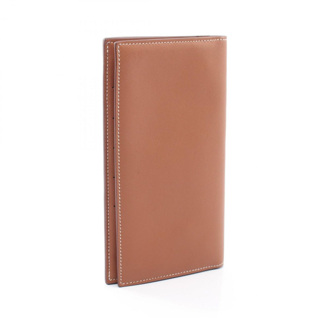 Hermes Bifold Wallet Citizen Twill Long Silk in Gold Leather — view 2