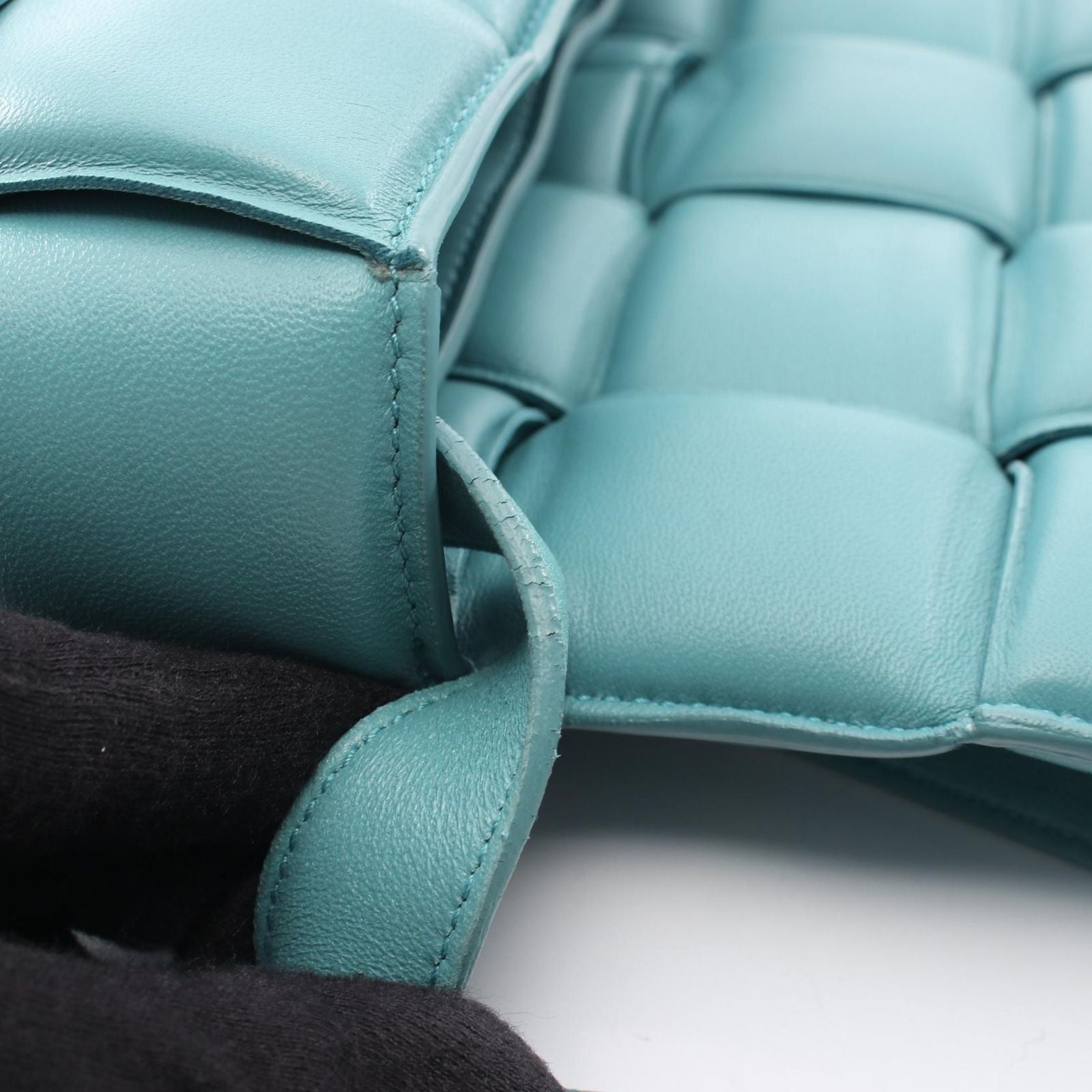 Bottega Veneta Shoulder Bag Padded Cassette Intrecciato Blue Leather Maxi — view 8